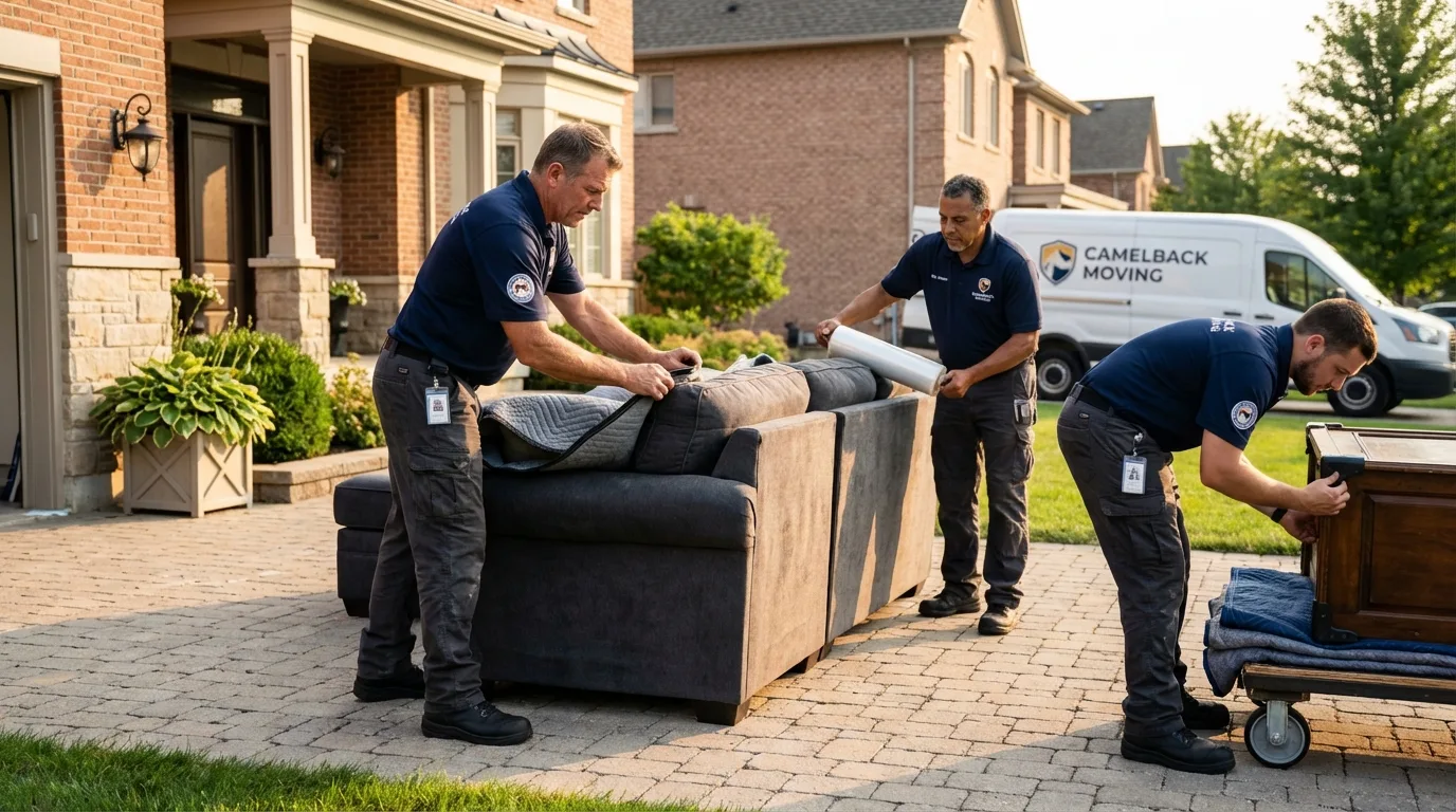 Large estate moving crew wrapping furniture in Gettysburg, SD